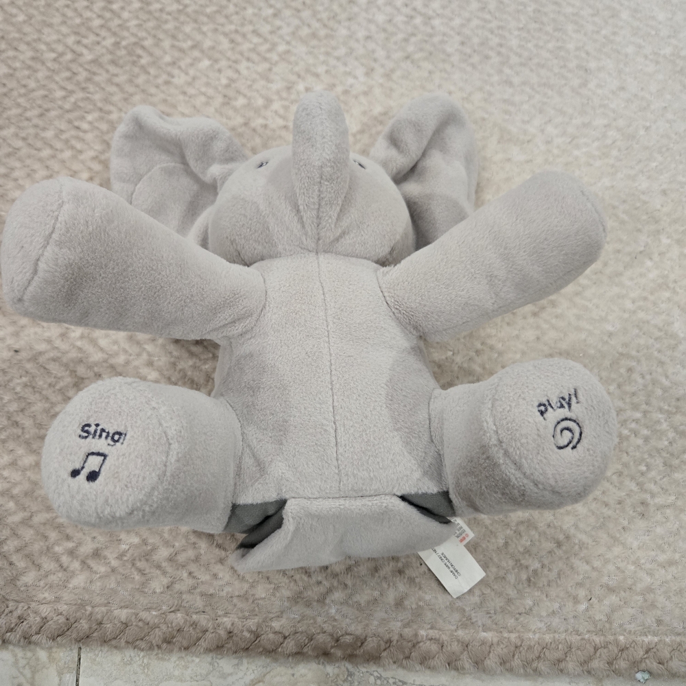 Baby GUND Animated Flappy  Elephant Plush Gray 12" Peek A Boo Ears Hang Low - Picture 8 of 10